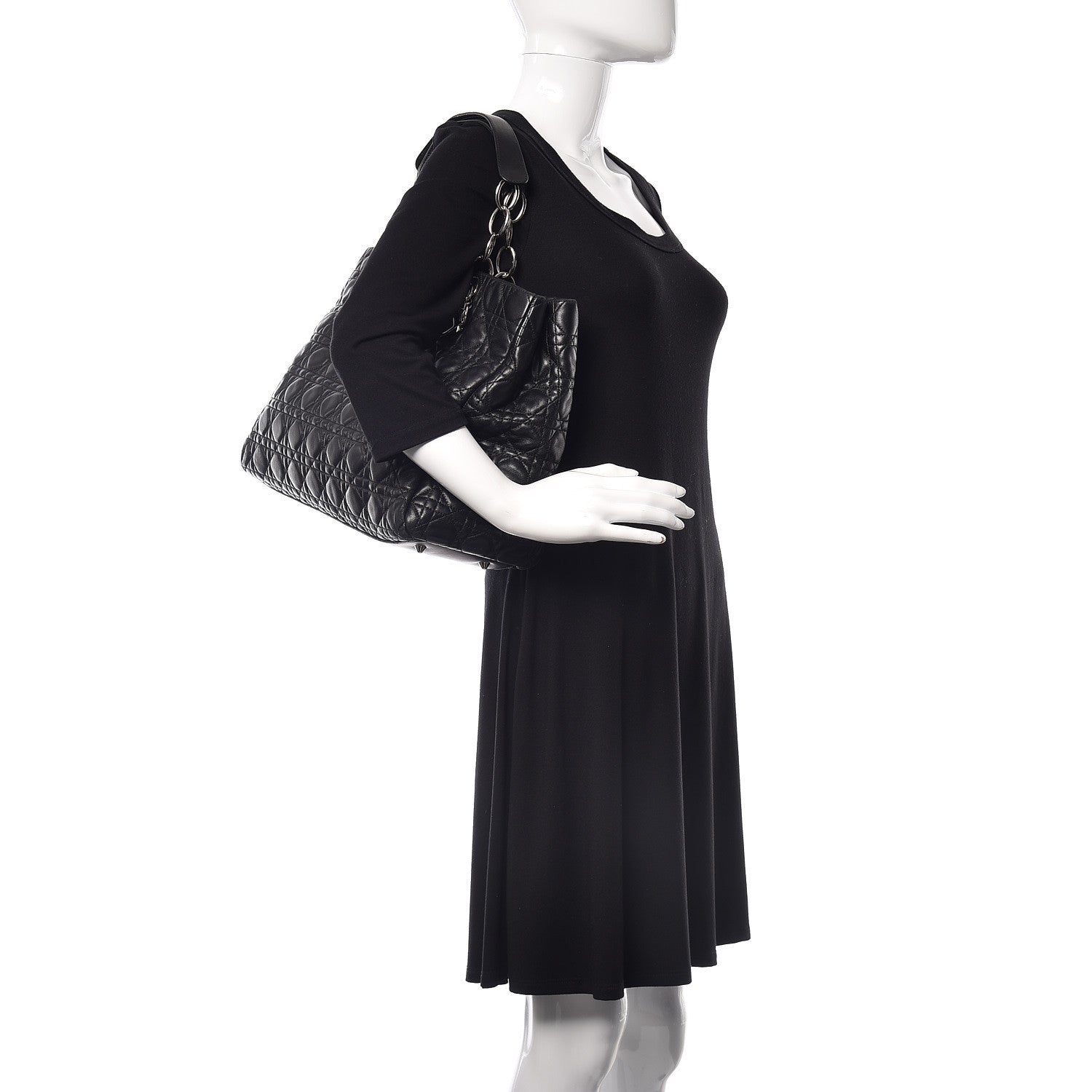 Christian Dior Lambskin Cannage Large Dior Soft Shopping Tote Black 2 of 15