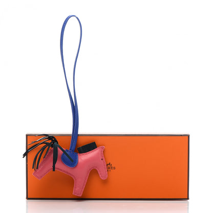 Hermes Milo Lambskin Grigri Rodeo Horse Bag Charm PM Rose Azalee Vert Cypress Bleu Electrique 5 of 5