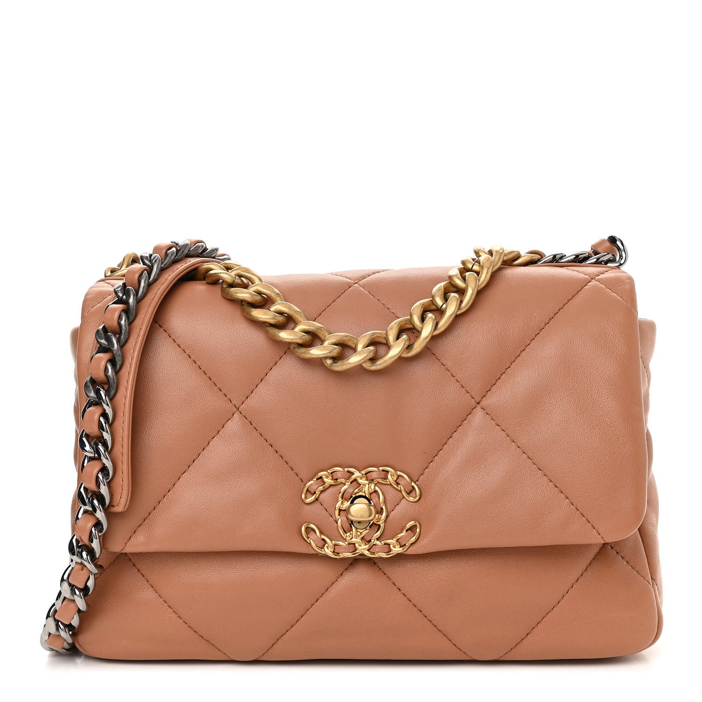 Lambskin Quilted Medium Chanel 19 Flap Brown