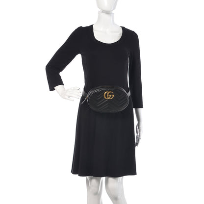 Gucci Calfskin Matelasse GG Marmont Belt Bag 75 30 Black 2 of 10