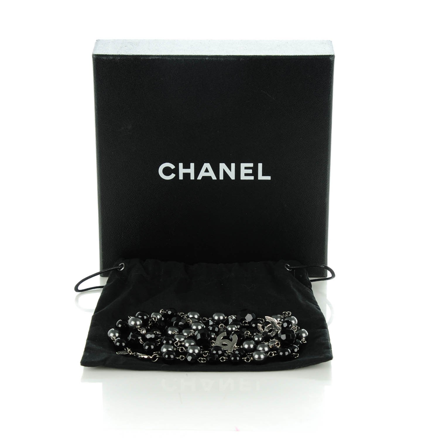 Chanel Ruthenium Beaded CC Long Necklace Black 5 of 5