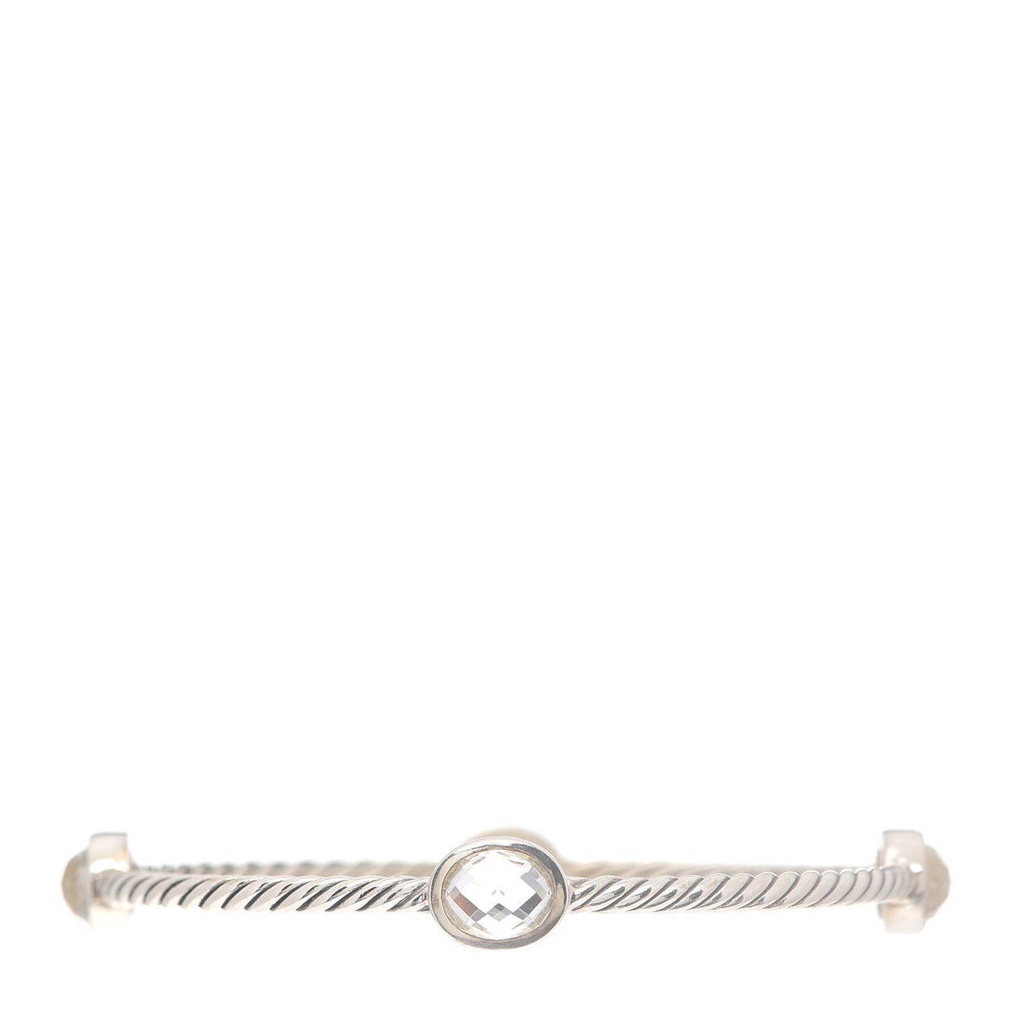 Sterling Silver Rock Crystal 3mm Four Station Bangle Bracelet