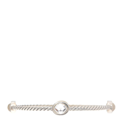 David Yurman Sterling Silver Rock Crystal 3mm Four Station Bangle Bracelet 3 of 4