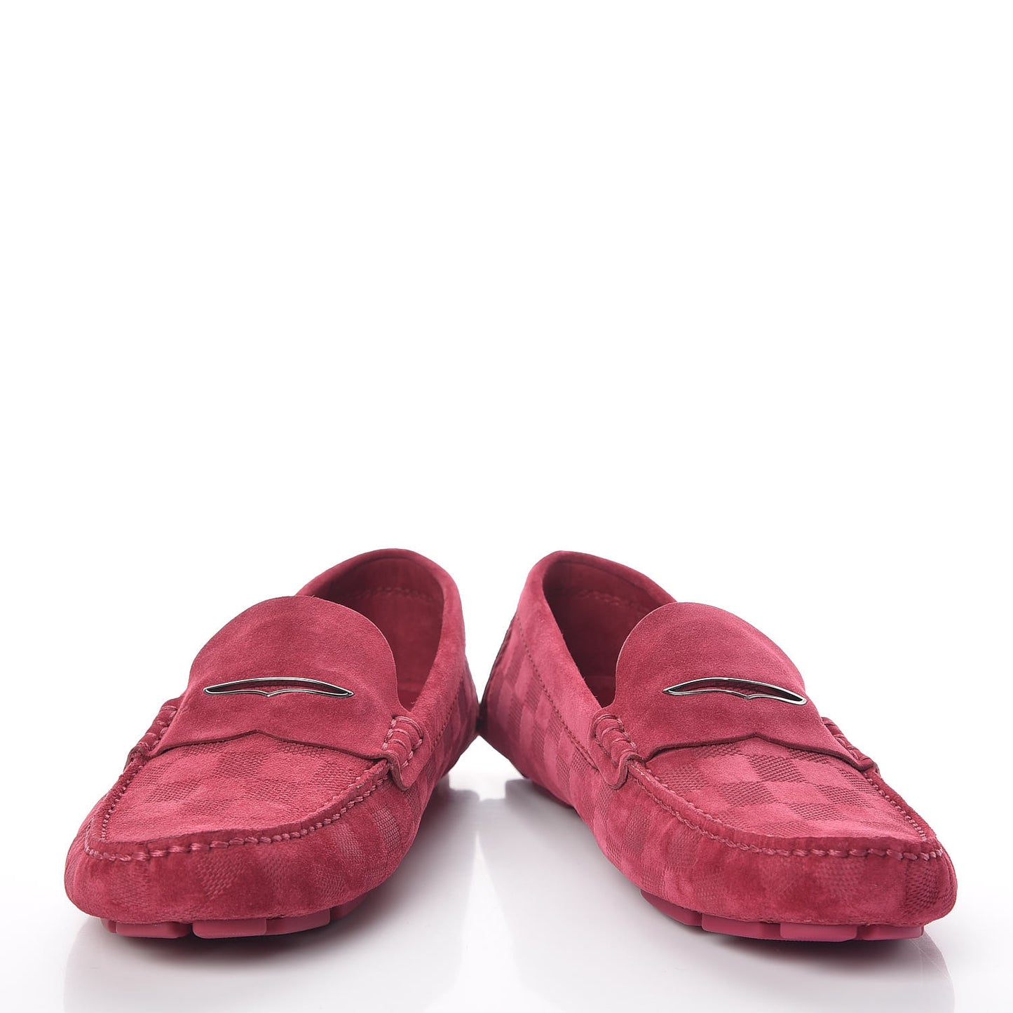 Damier Infini Mens Hockenheim Moccasin Loafers 6.5 Fuchsia