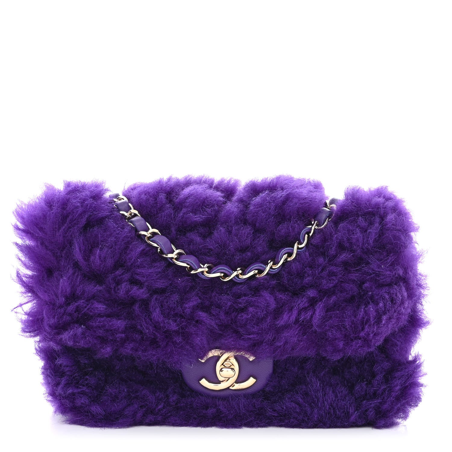 Chanel Shearling Lambskin Quilted Flap Purple 1 of 10