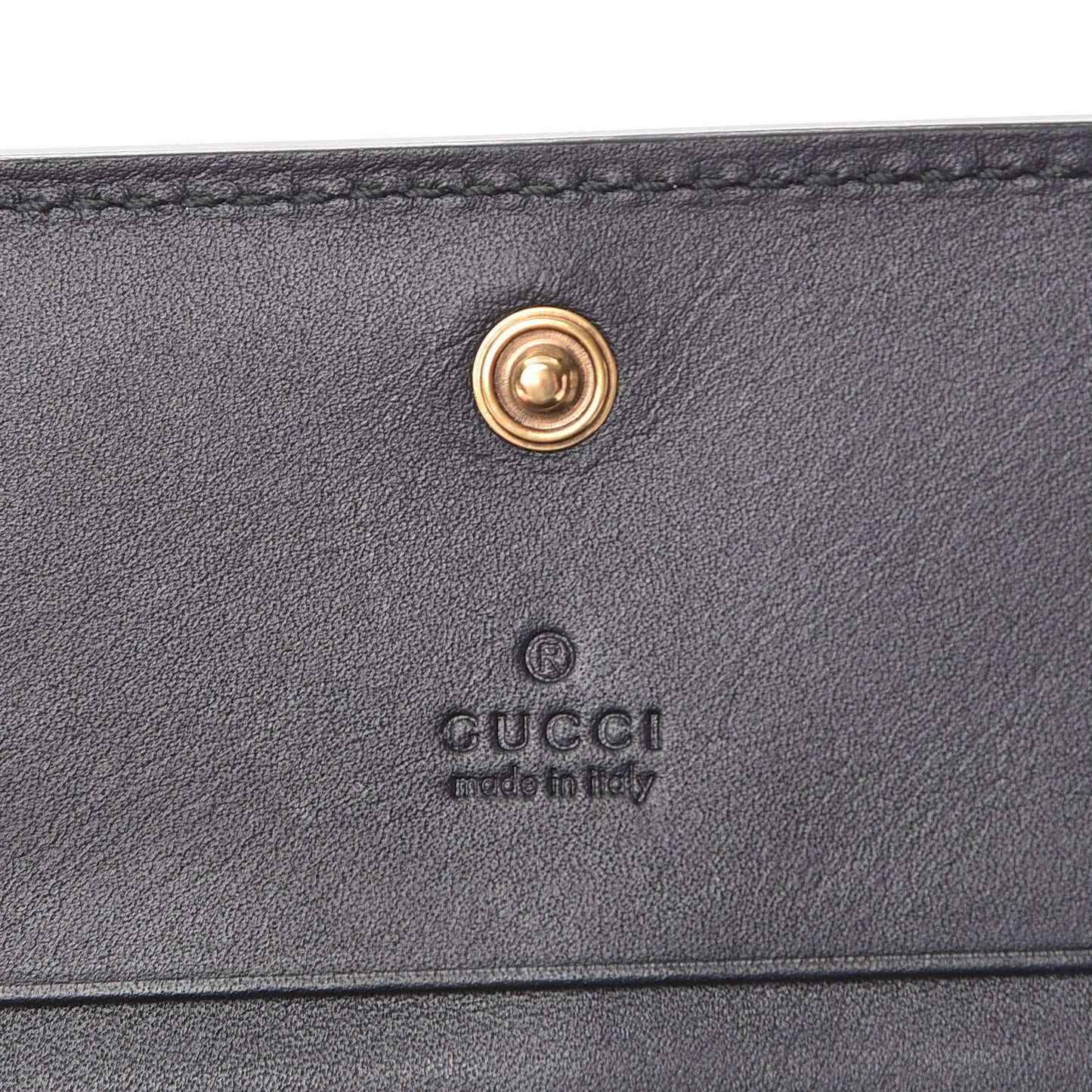 Calfskin Queen Margaret Card Case Wallet Black Mystic White
