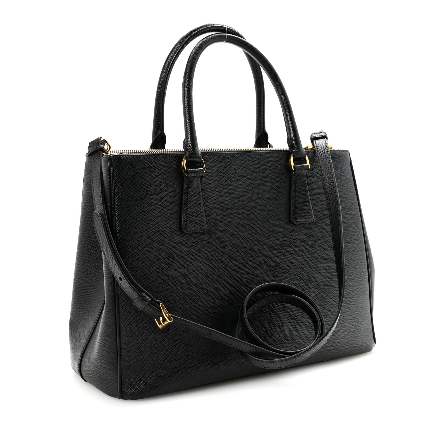 Saffiano Medium Galleria Double Zip Tote Black