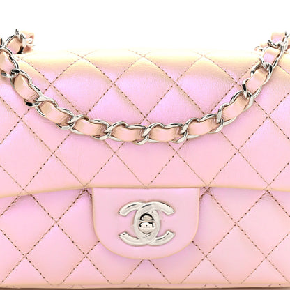 Chanel Iridescent Calfskin Quilted Mini Rectangular Flap Pink 8 of 10
