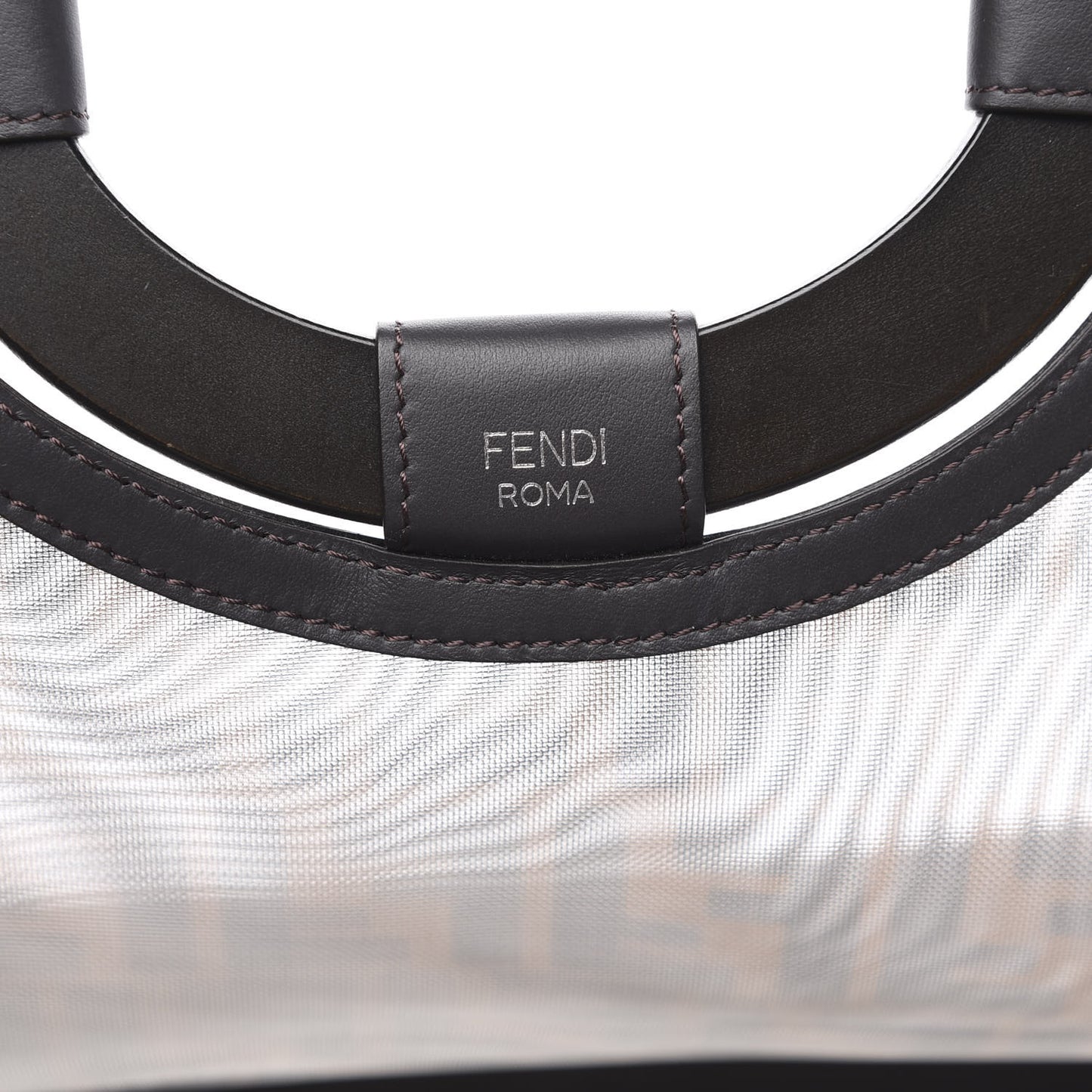 Mesh Vitello Century Cuoio FF 1974 Large Runaway Shopper Tote Marrone Black Ebano