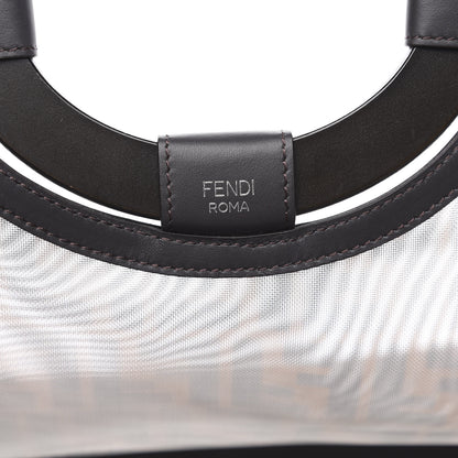 Fendi Mesh Vitello Century Cuoio FF 1974 Large Runaway Shopper Tote Marrone Black Ebano 6 of 10