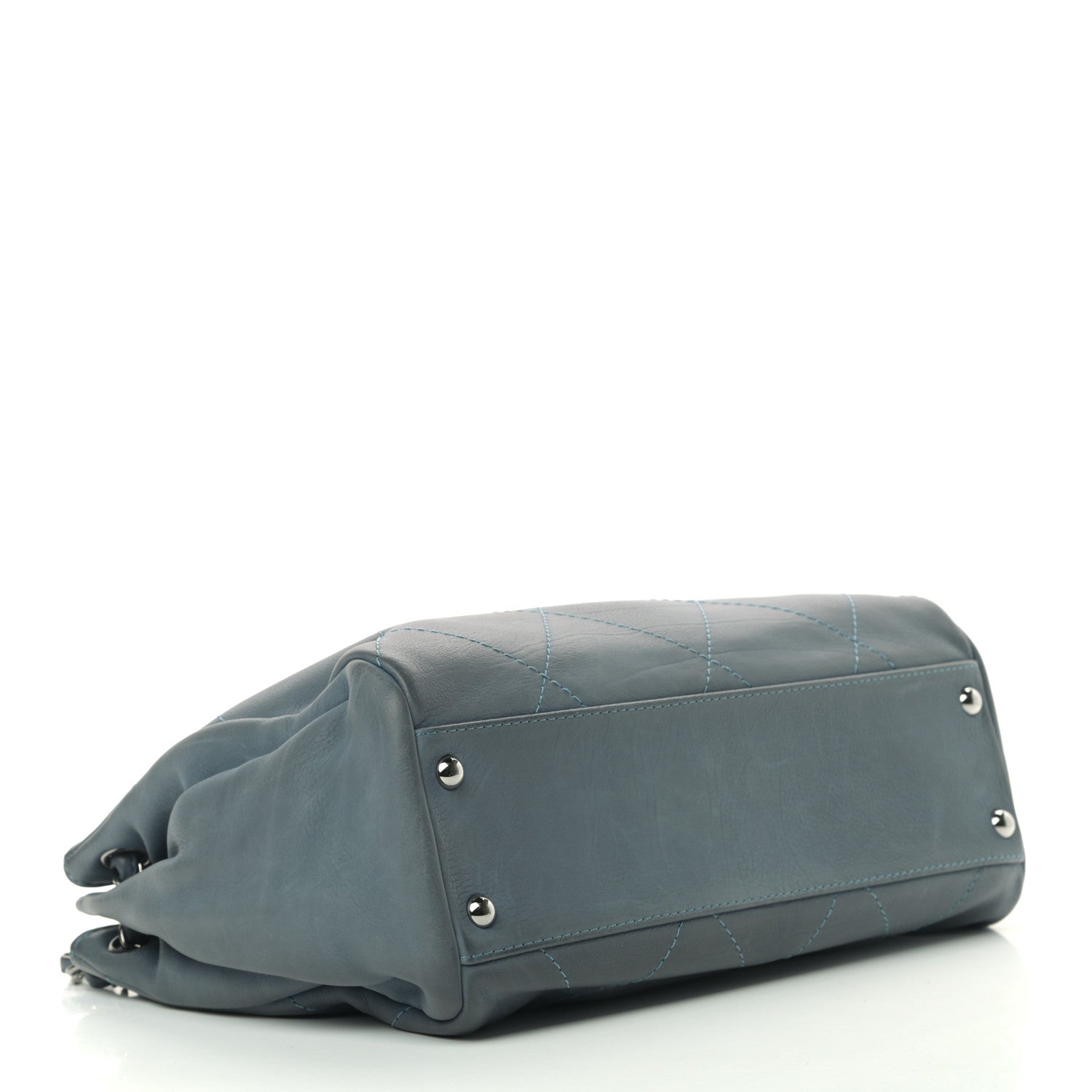 Chanel Washed Calfskin Quilted Hamptons Flap Bag Blue 4 of 13