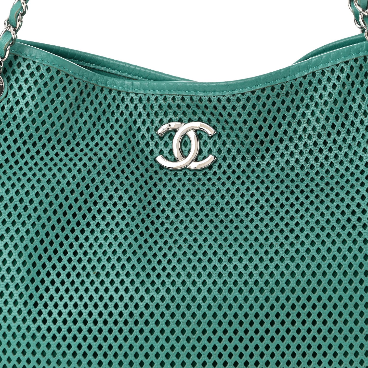 Chanel Calfskin Perforated Up In The Air North South Tote Green 8 of 11