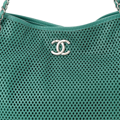 Chanel Calfskin Perforated Up In The Air North South Tote Green 8 of 11