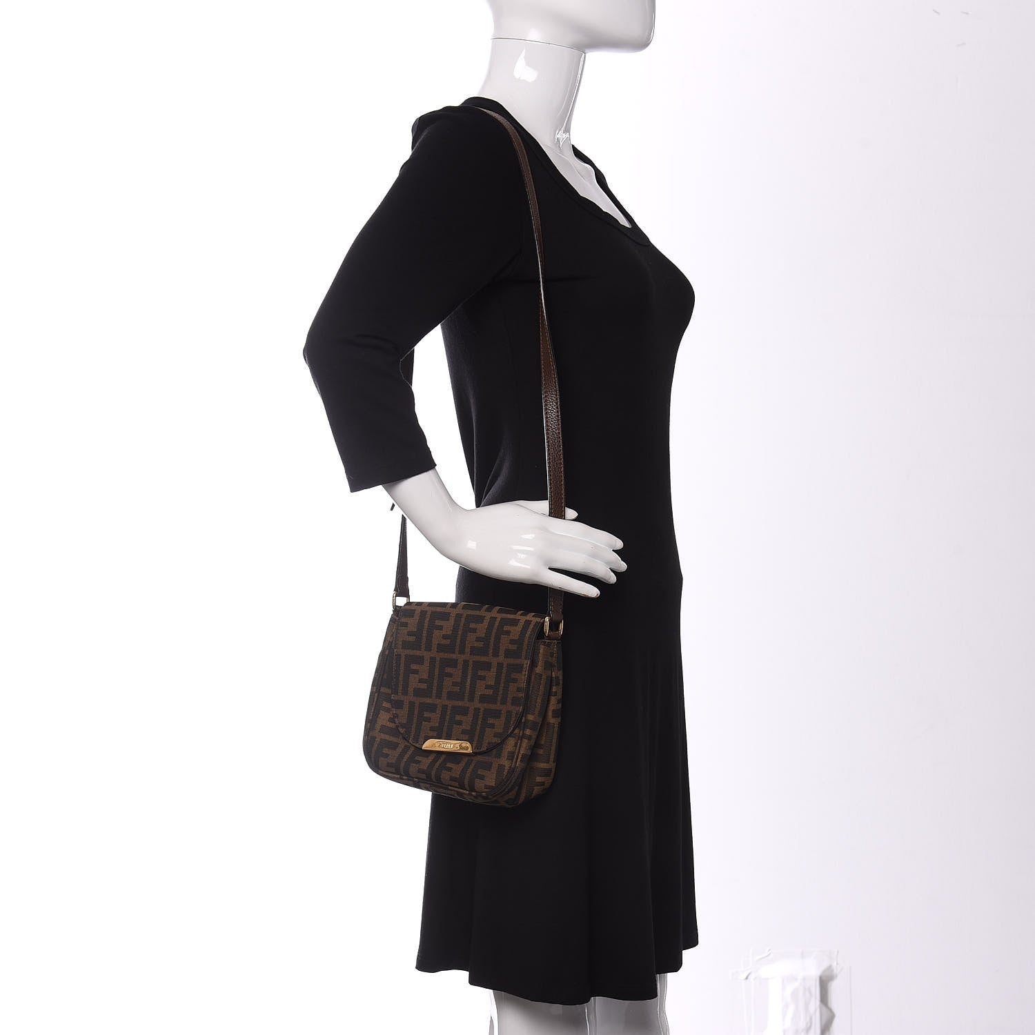 Fendi Zucca Vitello Artic Mini Messenger Bag Tobacco Castagna 2 of 13