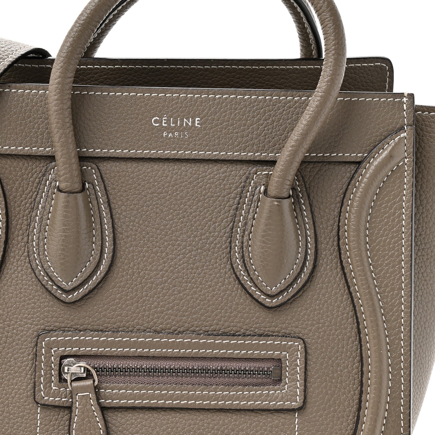 Celine Drummed Calfskin Nano Luggage Souris 8 of 13