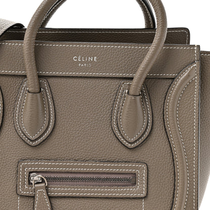 Celine Drummed Calfskin Nano Luggage Souris 8 of 13