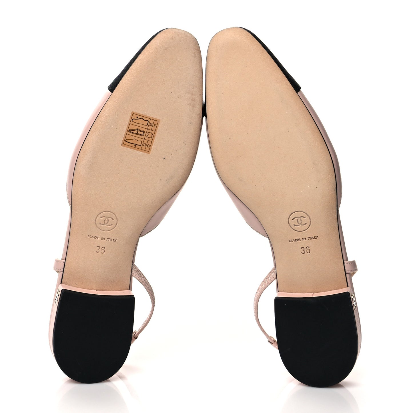Lambskin Grosgrain Cap Toe CC Slingback Sandals 36 Light Pink Black