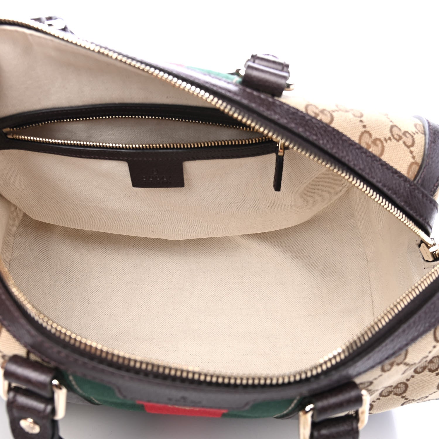 Gucci Monogram Vintage Web Medium Webby Bee Boston Dark Brown 4 of 6