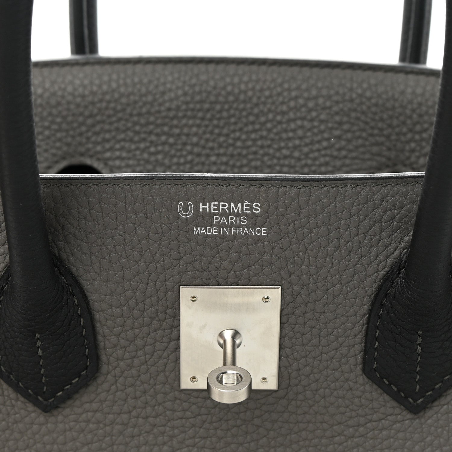 Hermes Togo Bi-Color Horseshoe Birkin 35 Etain Black 6 of 16