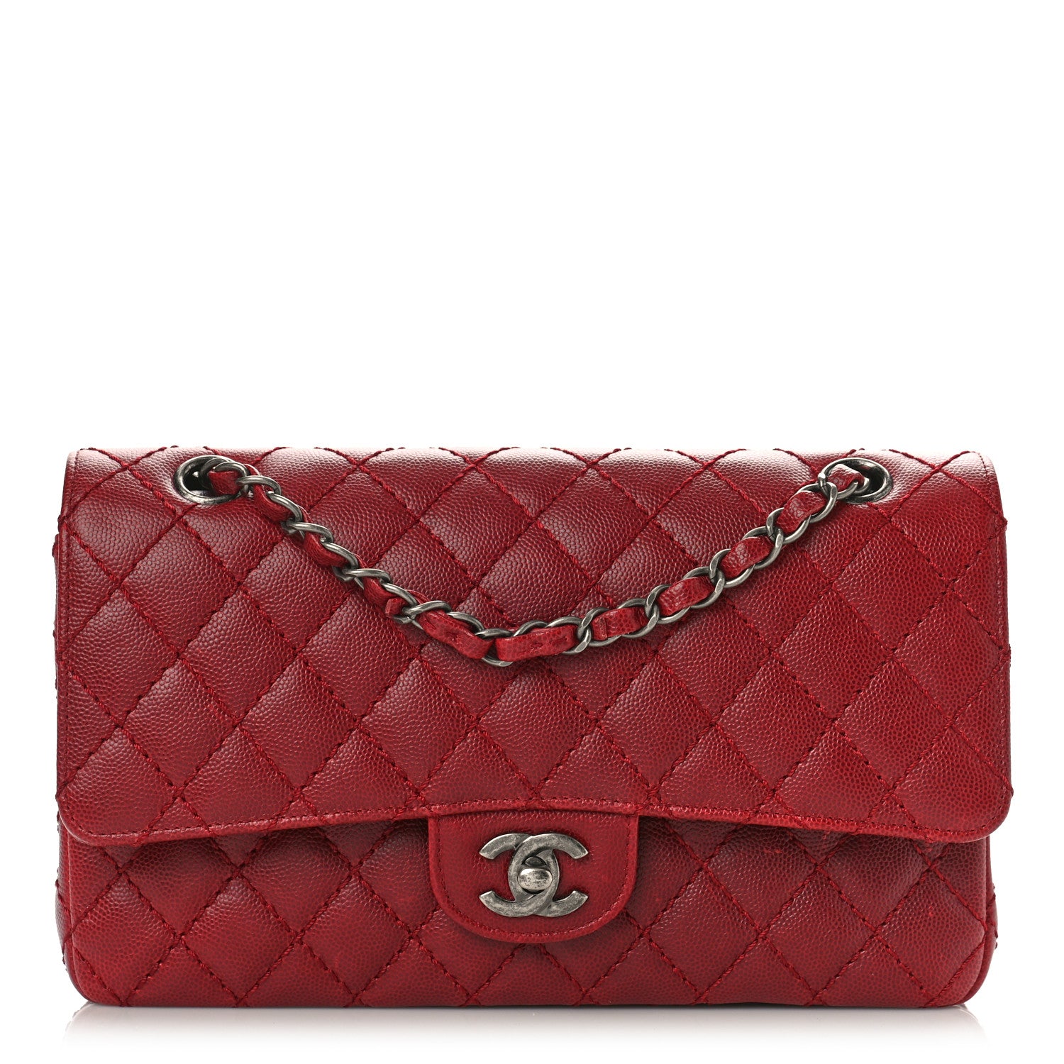 Chanel Caviar Quilted Medium Double Flap Dark Red 1 of 13