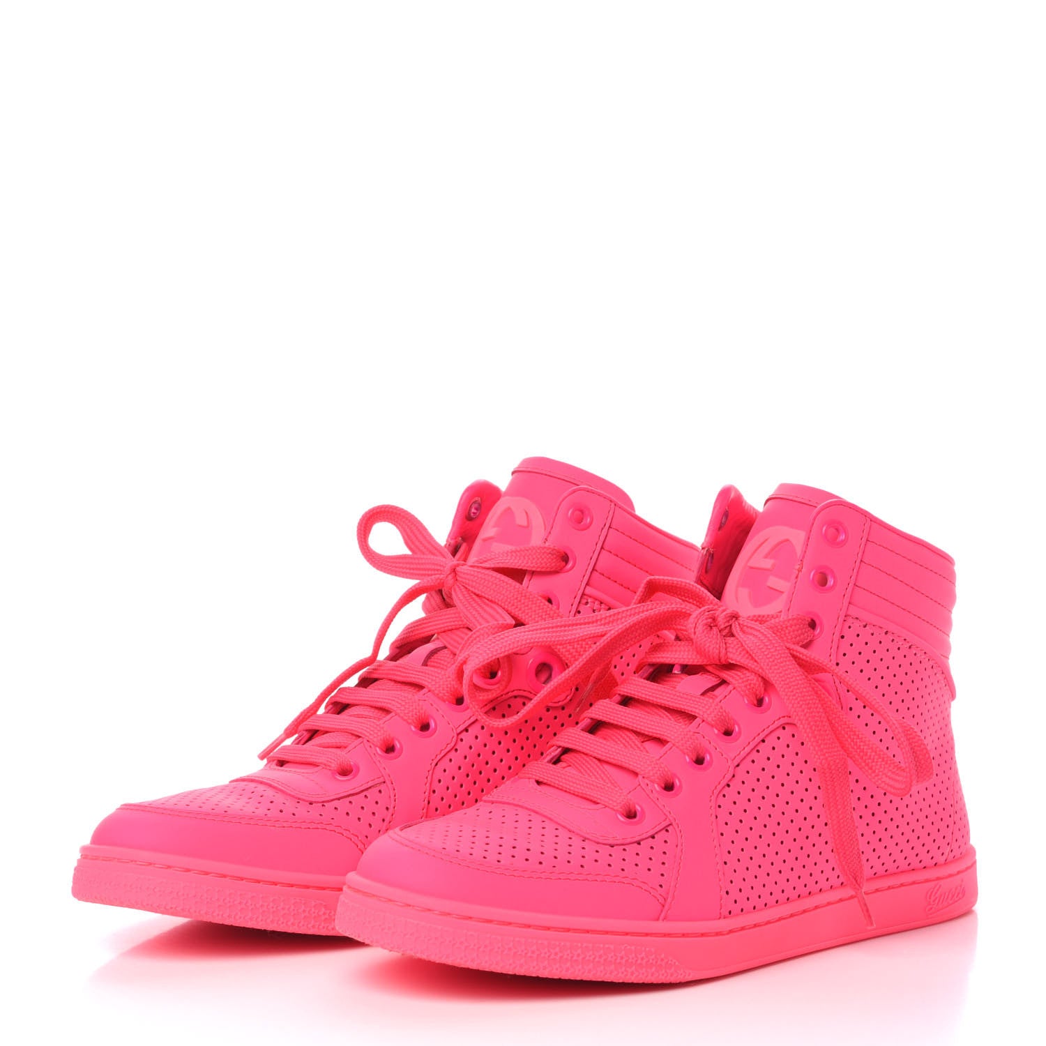 Gucci Calfskin Coda High Top Sneakers 36.5 Neon Pink 3 of 8