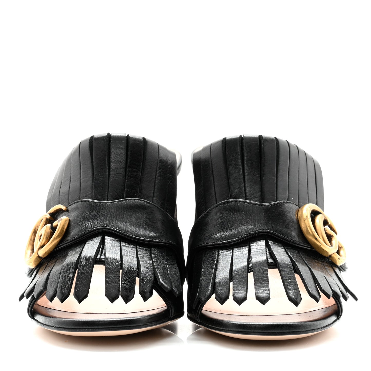 Malaga Kid GG Marmont Fringe 75mm Slide Sandals 37 Black