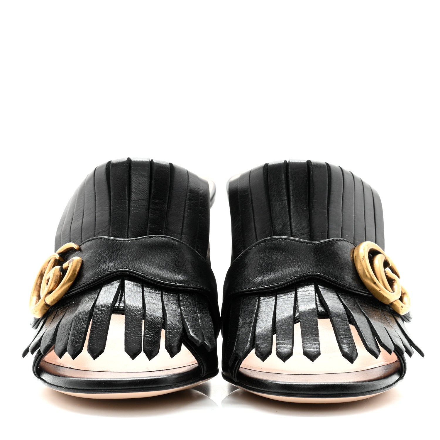 Gucci Malaga Kid GG Marmont Fringe 75mm Slide Sandals 37 Black 2 of 8