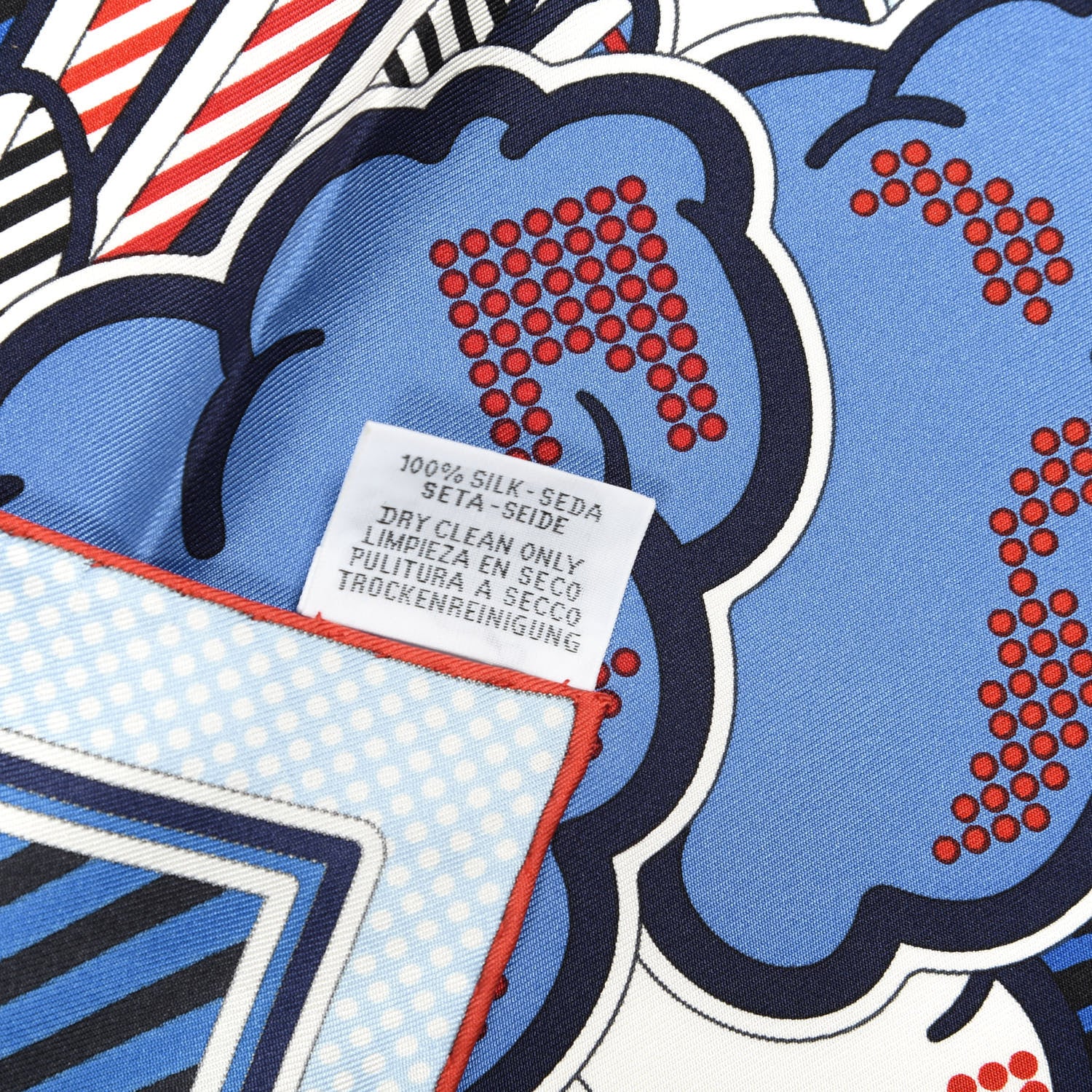 Hermes Silk Pegase Pop Pocket Square Ciel Rouge Bleu Moyen 6 of 6