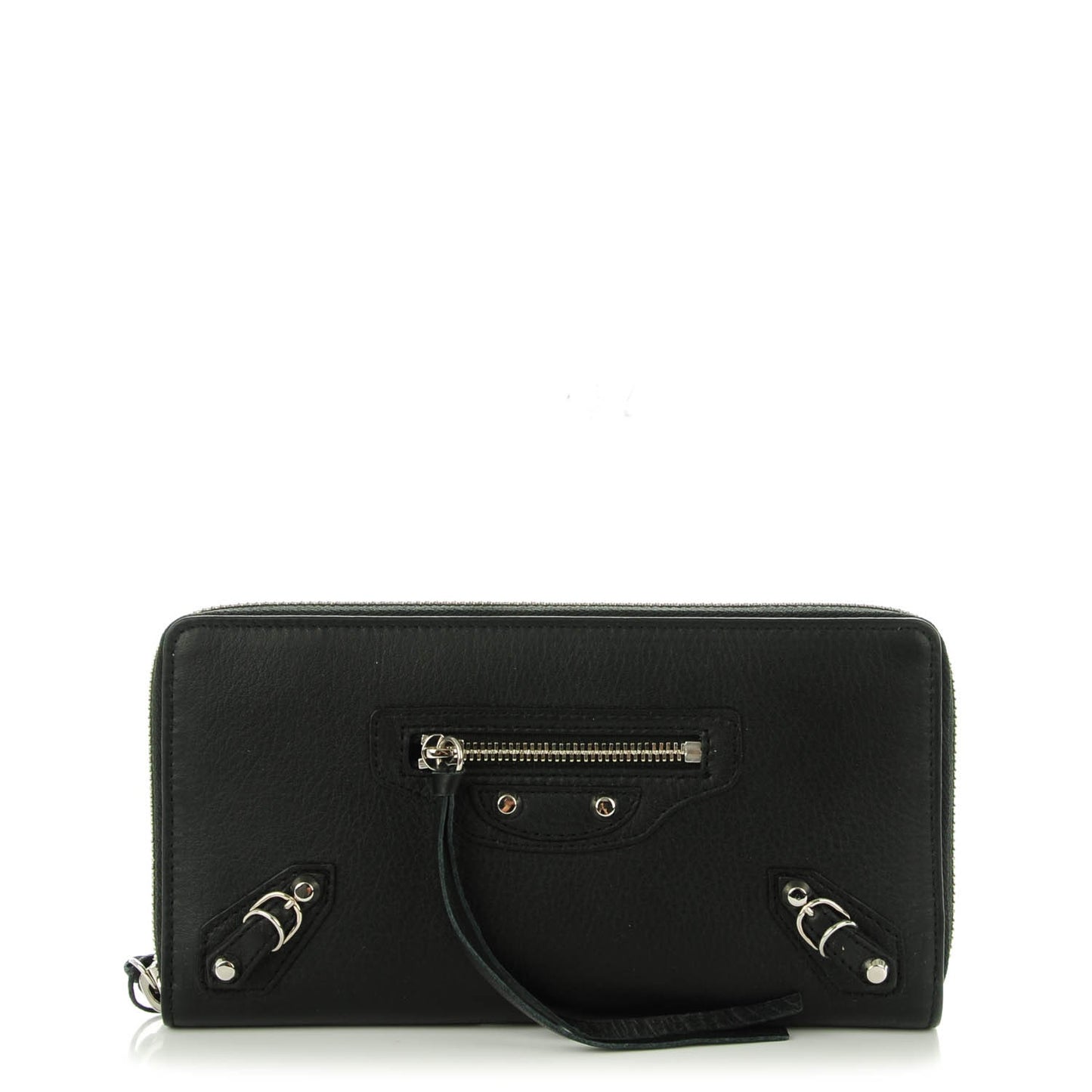 Calfskin Papier Continental Zip Around Wallet Black