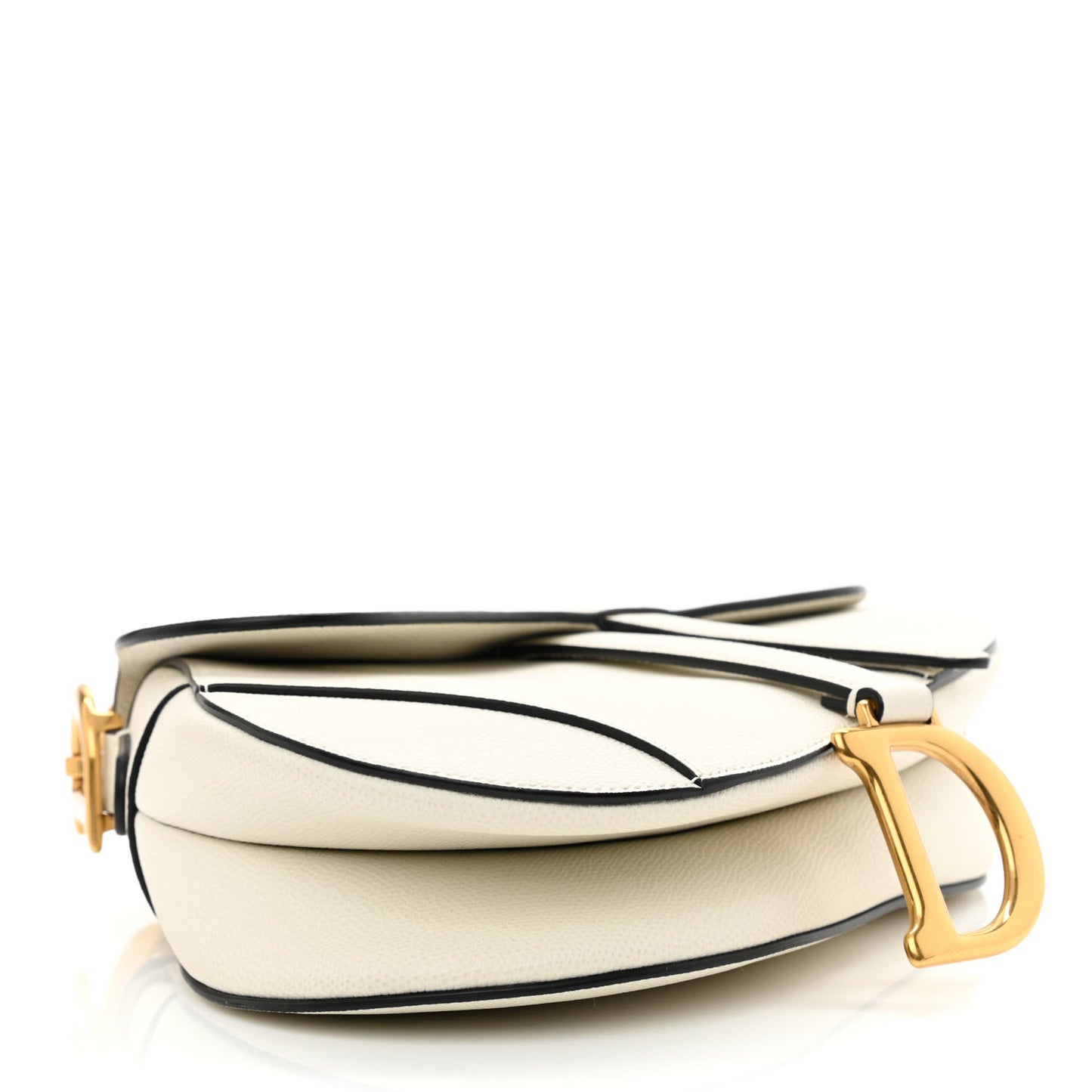 Grained Calfskin Saddle Bag White