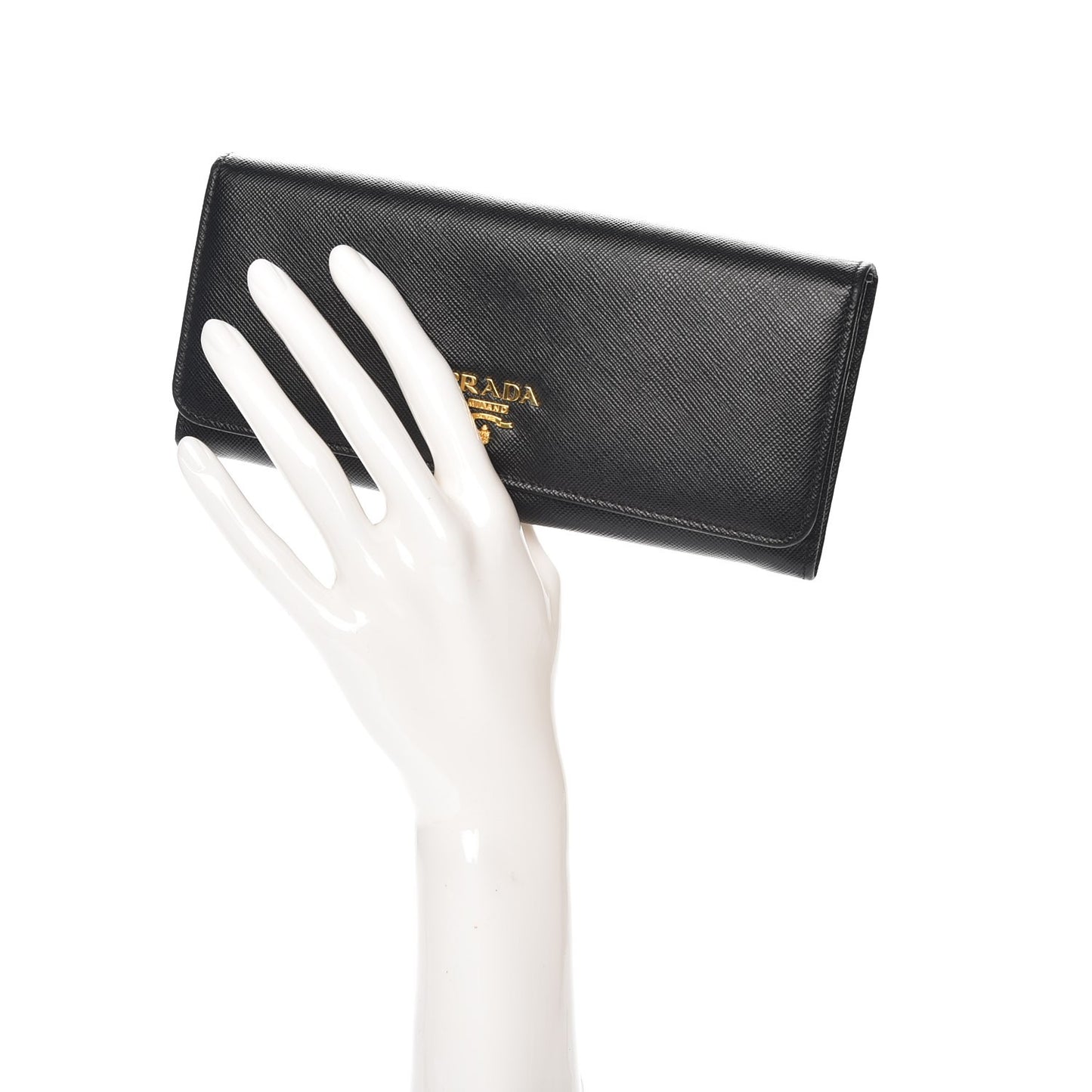 Saffiano Metal Continental Flap Wallet Nero Black
