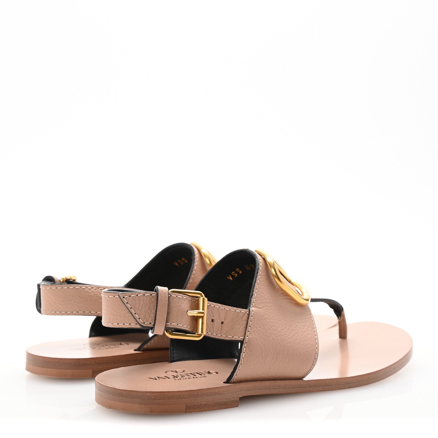 Valentino Garavani Grainy Cowhide Vlogo Slingback Flat Thong Sandals 35.5 Rose Cannelle 5 of 10