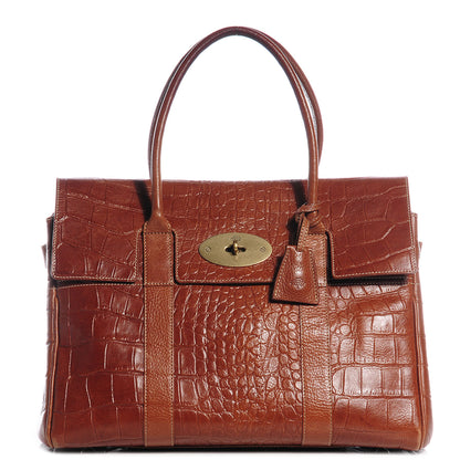 Mulberry Crocodile Embossed Bayswater Satchel Oak 1 of 10