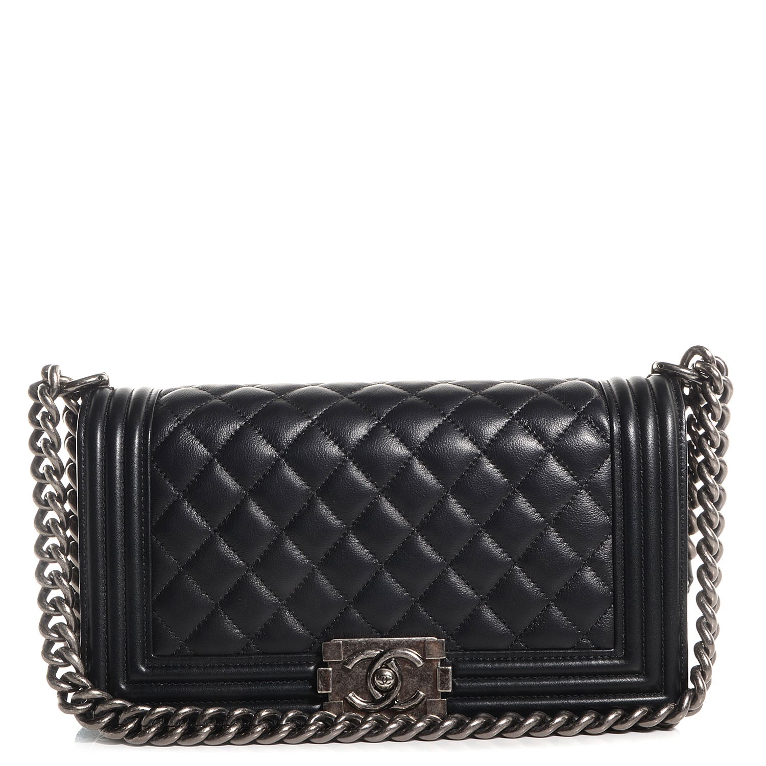 Chanel Metallic Calfskin Quilted Medium Boy Flap Black 1 of 9