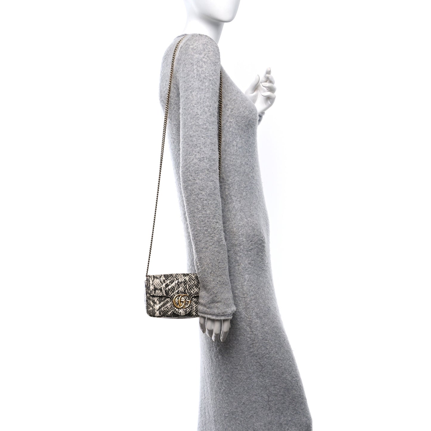 Snakeskin Matelasse Super Mini GG Marmont Shoulder Bag Roccia