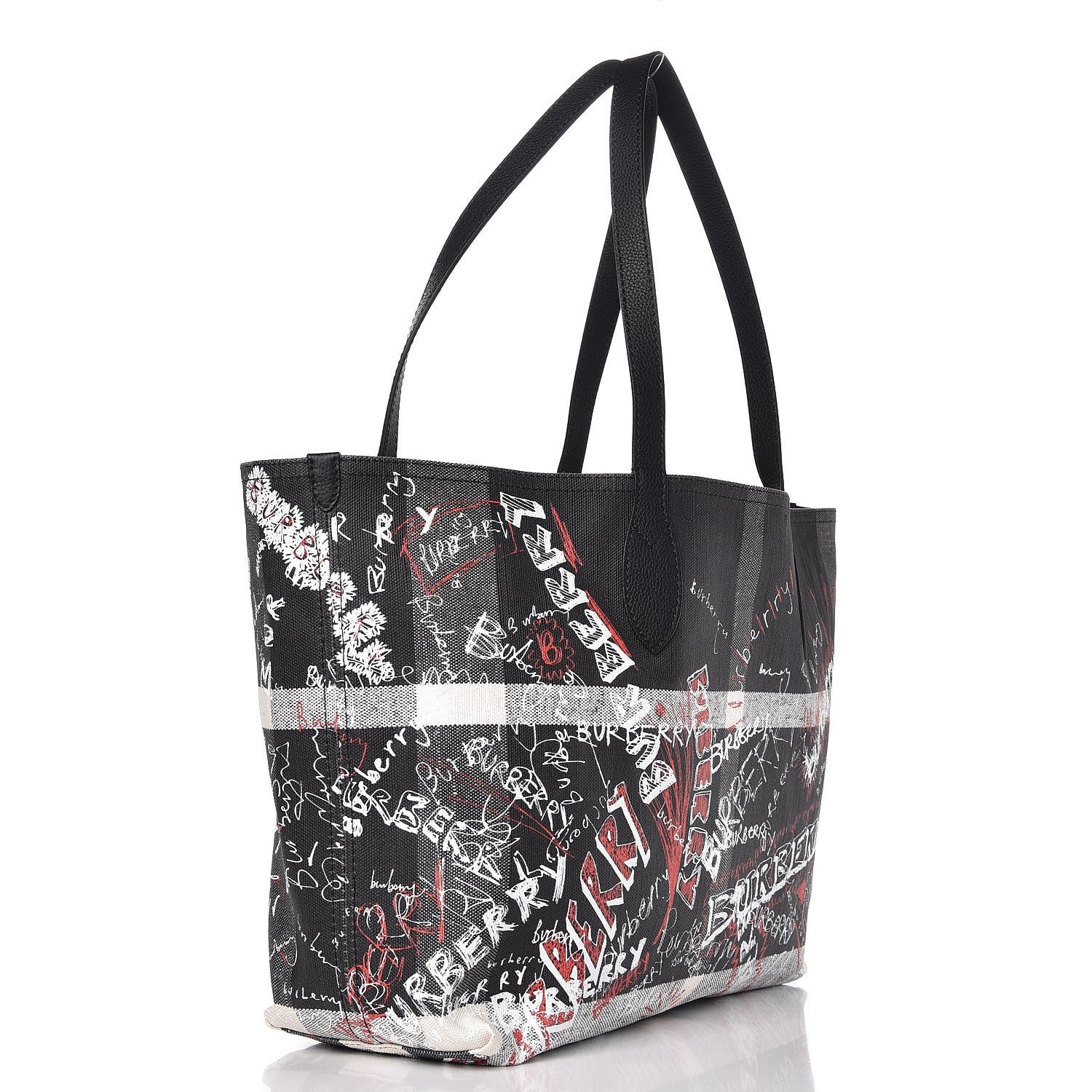 Burberry Coated Canvas Mega Check Sketchbook Medium Reversible Doodle Tote Black 4 of 6