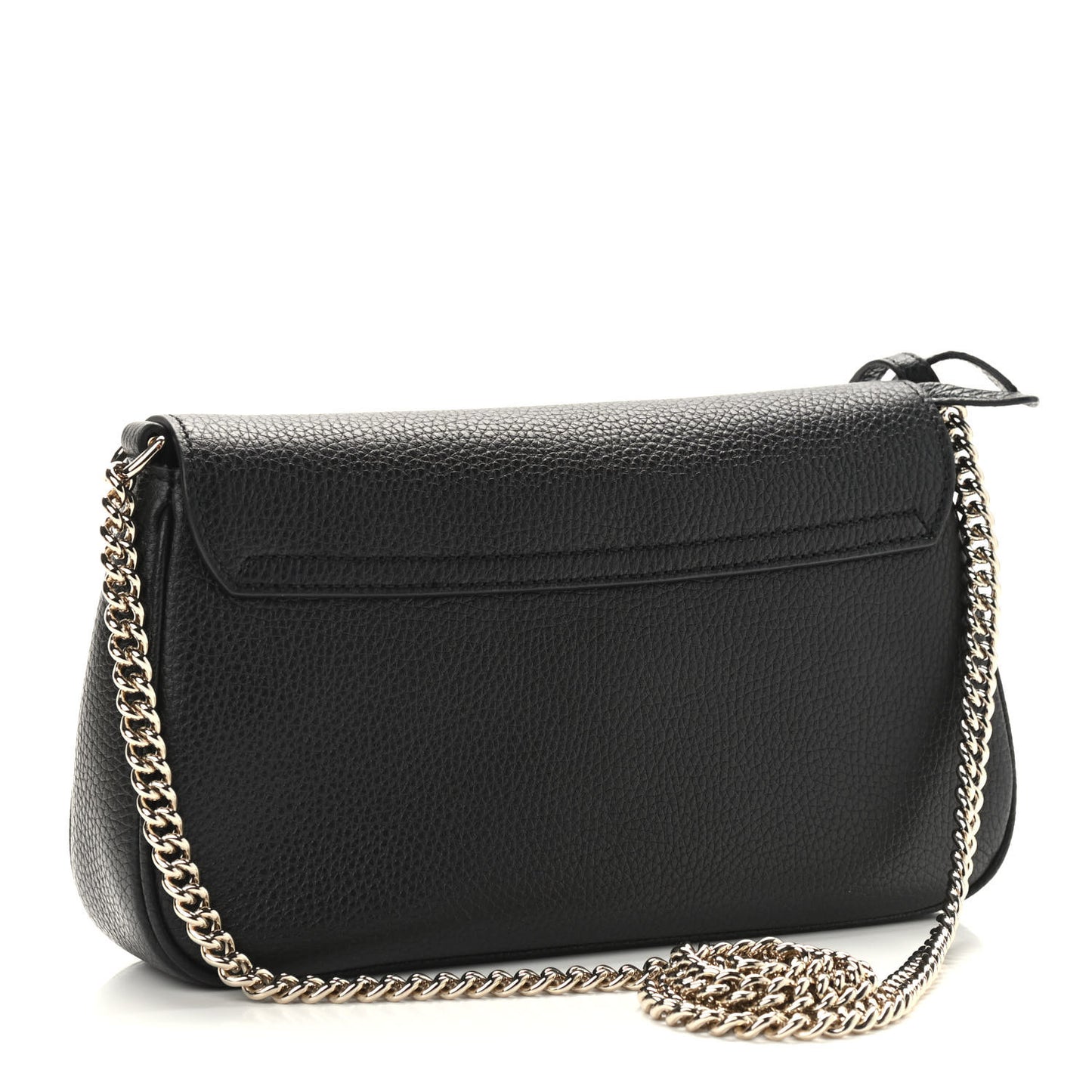 Pebbled Calfskin Medium Soho Flap Crossbody Black
