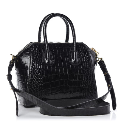 Givenchy Calfskin Crocodile Embossed Mini Antigona Black 3 of 9