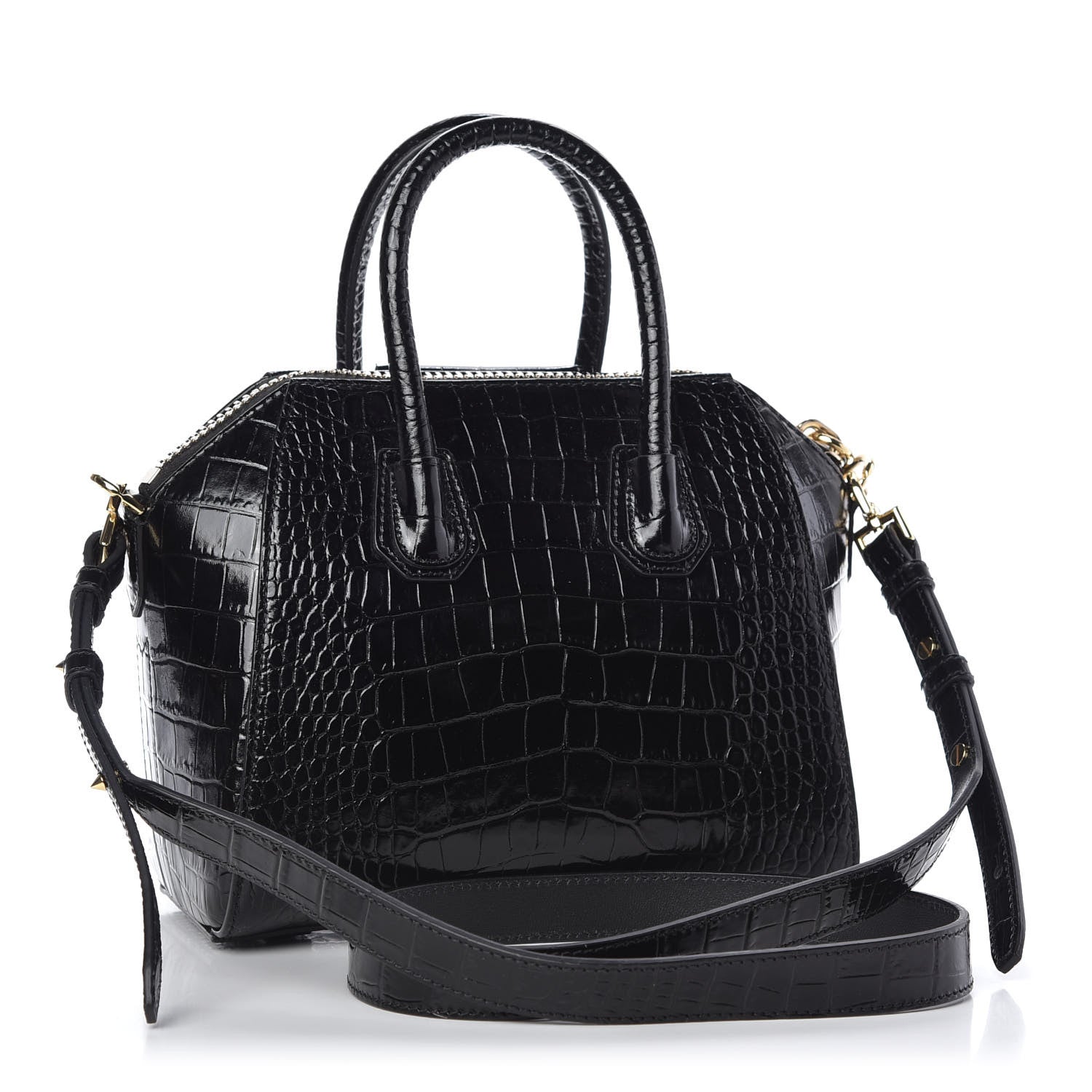 Givenchy Calfskin Crocodile Embossed Mini Antigona Black 3 of 9