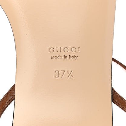 Gucci Lifford Calfskin GG Marmont Ankle Wrap Flat Sandals 37.5 Cognac 6 of 10