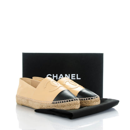 Chanel Lambskin CC Espadrilles 39 Beige Black 8 of 8