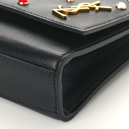Saint Laurent Calfskin Crystal Medium Monogram Kate Satchel Black 10 of 11