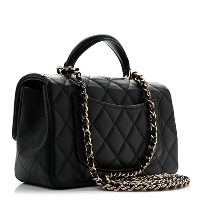Chanel Lambskin Quilted Mini Top Handle Rectangular Flap Black 3 of 11