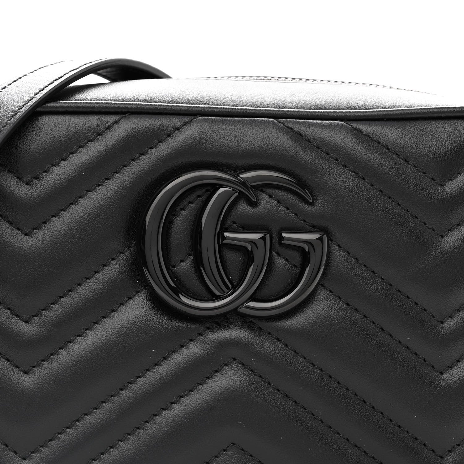 Gucci Calfskin Matelasse Monochrome Small GG Marmont Chain Shoulder Bag Black 7 of 10