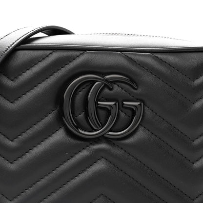 Gucci Calfskin Matelasse Monochrome Small GG Marmont Chain Shoulder Bag Black 7 of 10