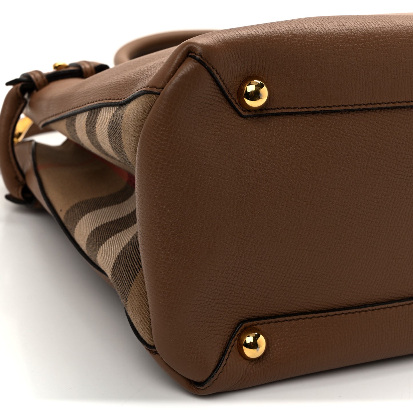 Grainy Calfskin House Check Medium Banner Tote Dark Sand