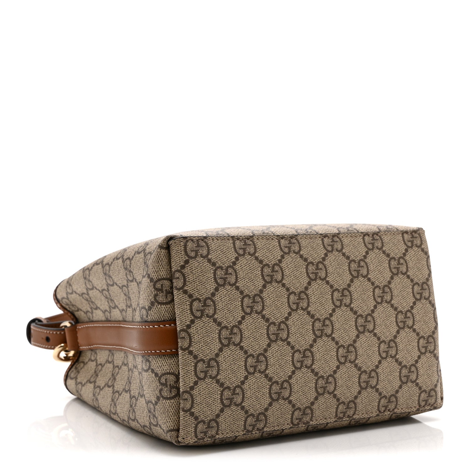 Gucci GG Supreme Monogram Emblem Small Shoulder Bag Beige Ebony Sundial 4 of 10