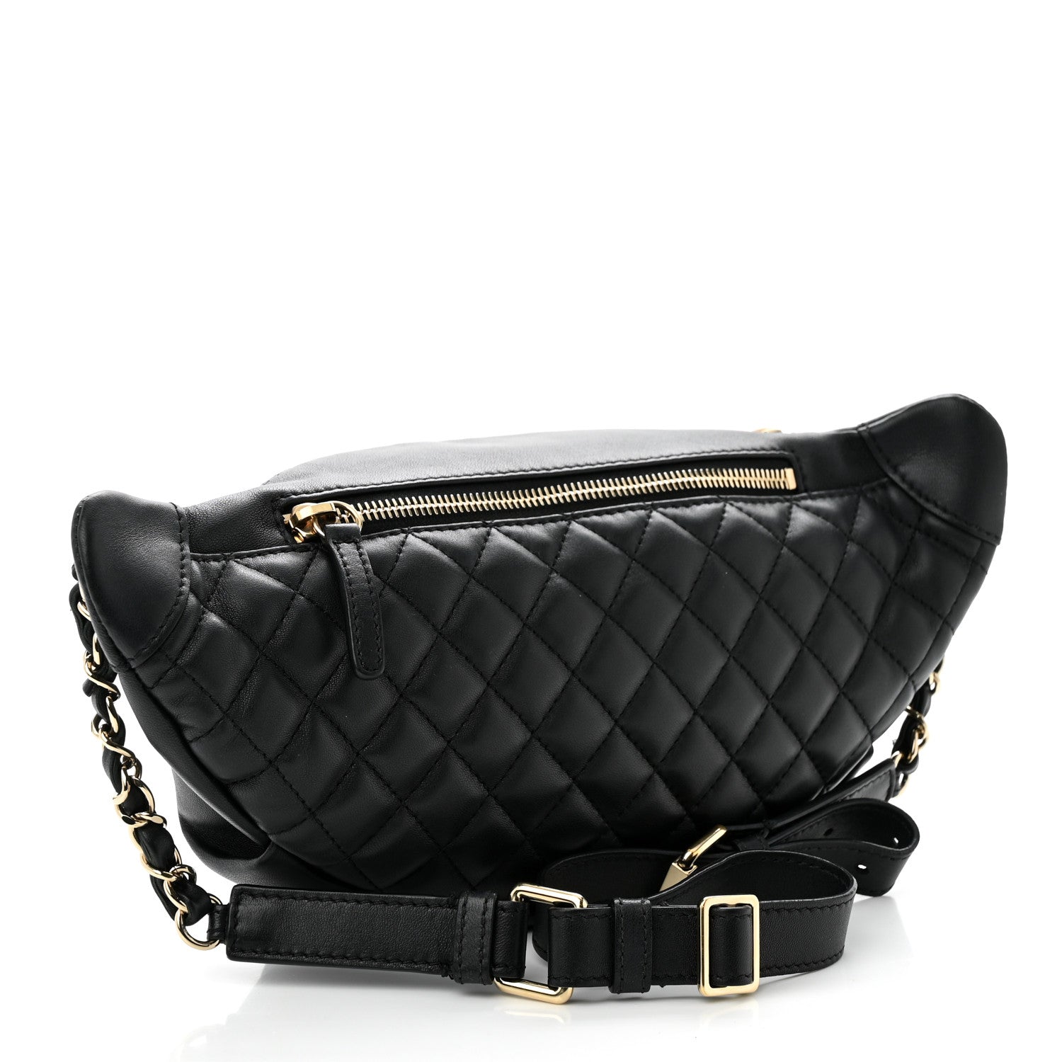 Chanel Lambskin Quilted Waist Bag Fanny Pack Black 2 of 12