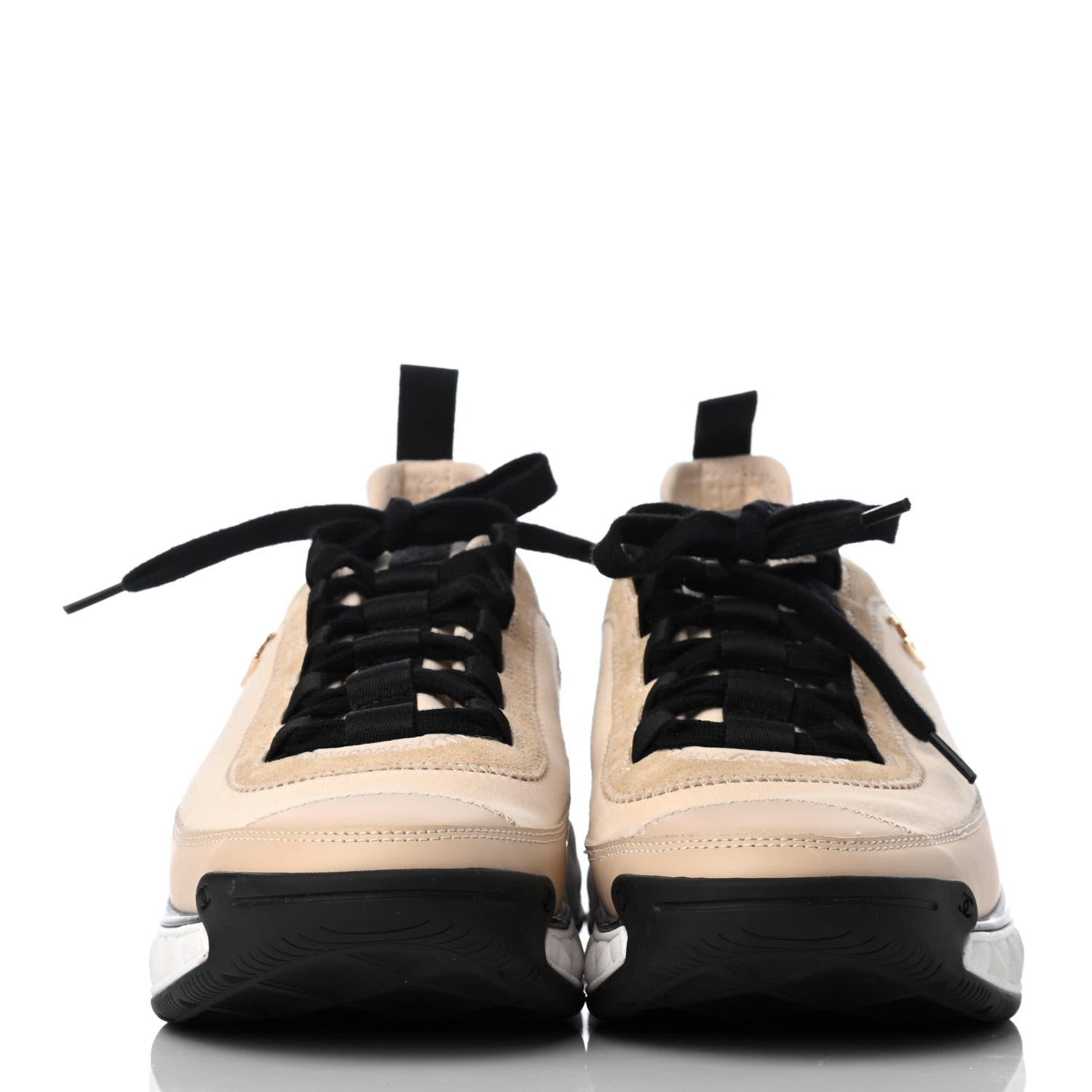 Chanel Velvet Calfskin Mixed Fibers CC Sneakers 39 Beige 2 of 9