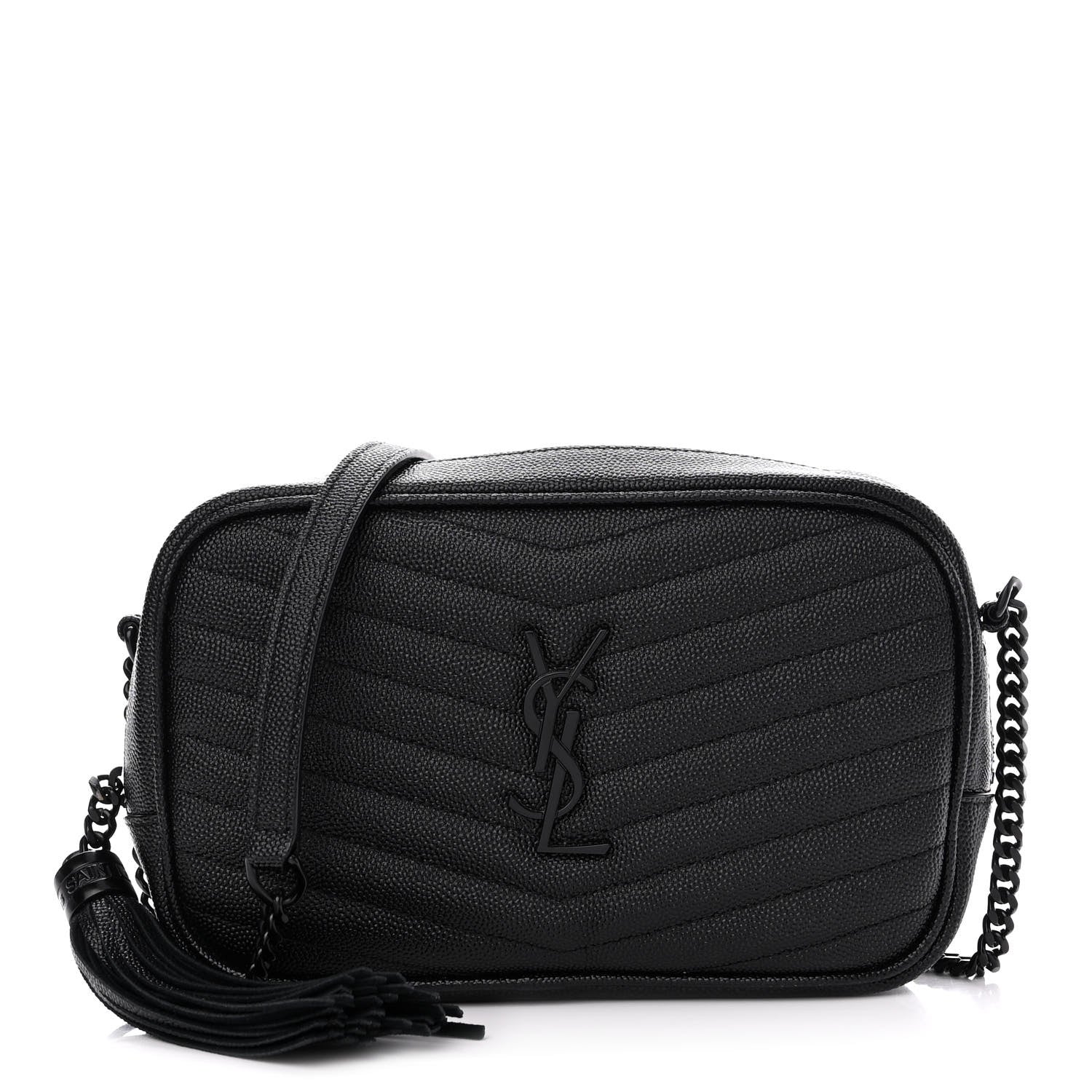 Saint Laurent Grain De Poudre Matelasse Monochrome Monogram Mini Lou Camera Bag Black 1 of 10
